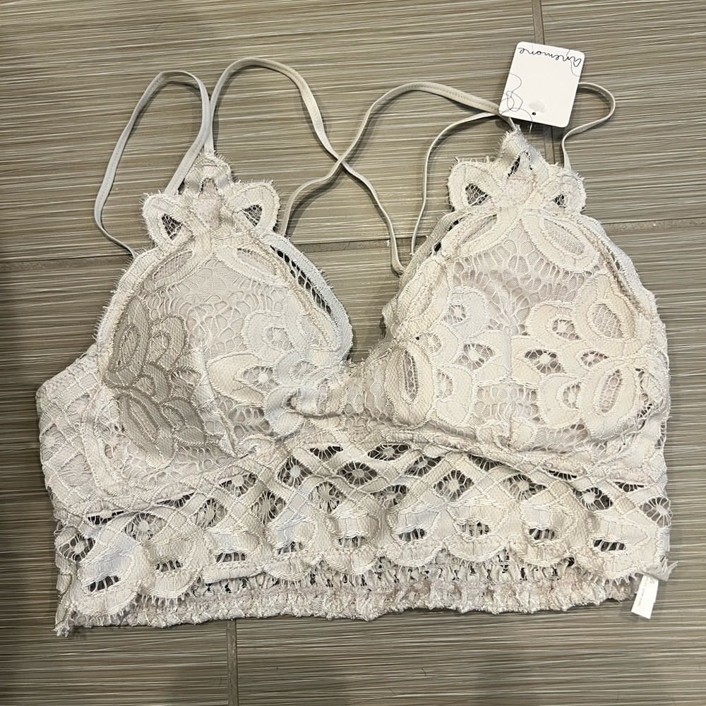 Anemone Light Gray Lace Bralette